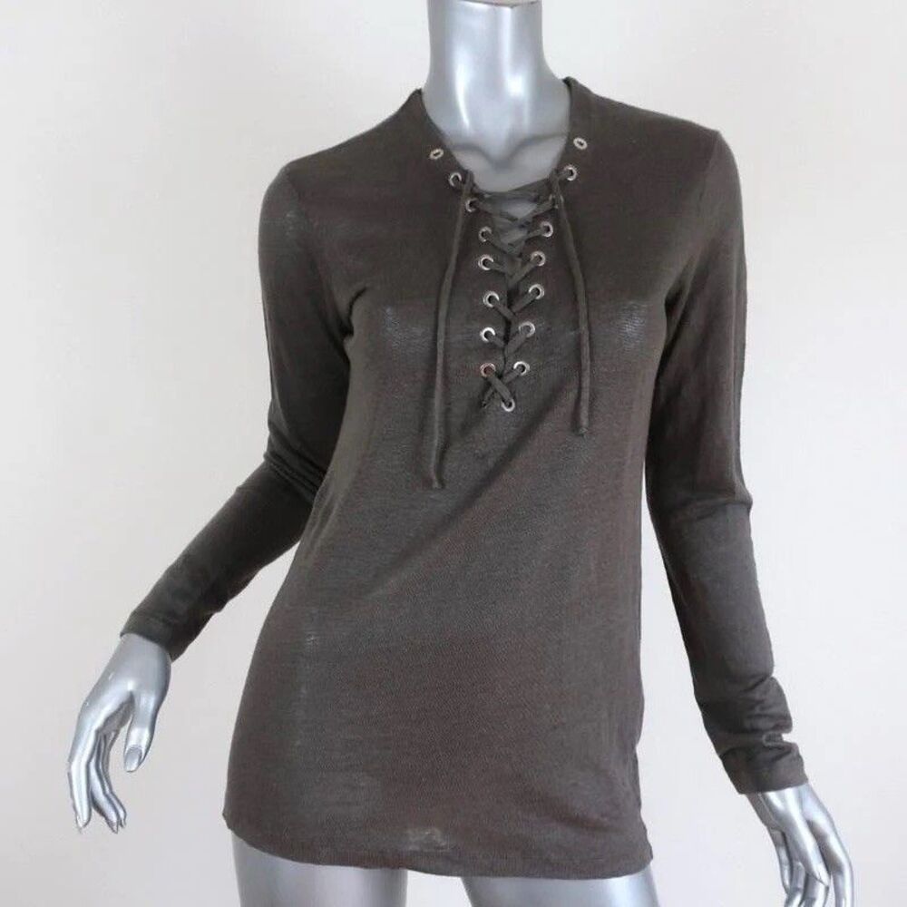 IRO Top Women’s Tissaspe 16W Linen Long Sleeve Blouse Shirt - M